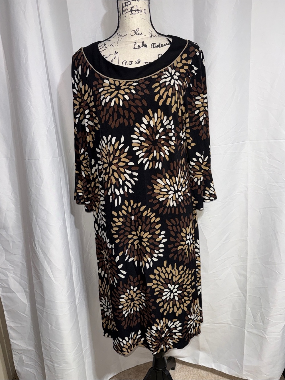 Lane Bryant Black Floral-Print Fit & Flare Dress